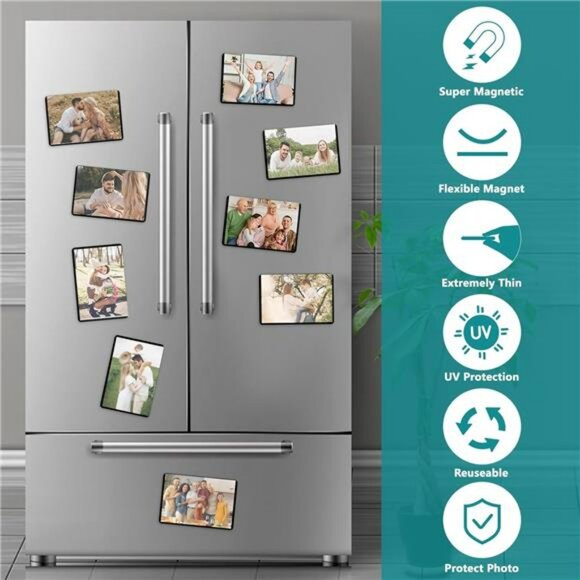 Magnetic 4x6 picture frame set of 10 reusable fridge photo display for refrigera - Picture 5 of 7
